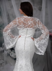Modest Mermaid Strapless Lace Wedding Dress With Jacket Low Price